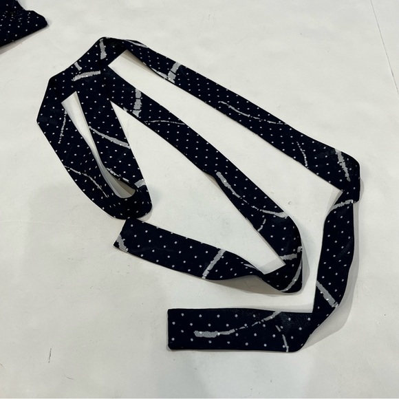 Vintage 70s Lynn Davis Sheer Blue White Polka Dot Dress With Tie Union Tag Sz 12 - Picture 8 of 16